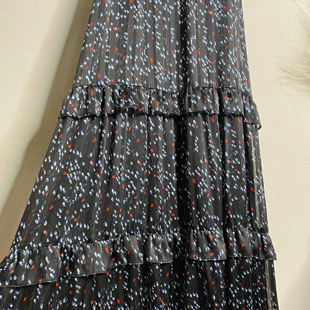 Sabina Musayev Dress Gwen Maxi Flutter Sleeve Black Dotted Maxi Size M - Picture 4 of 13